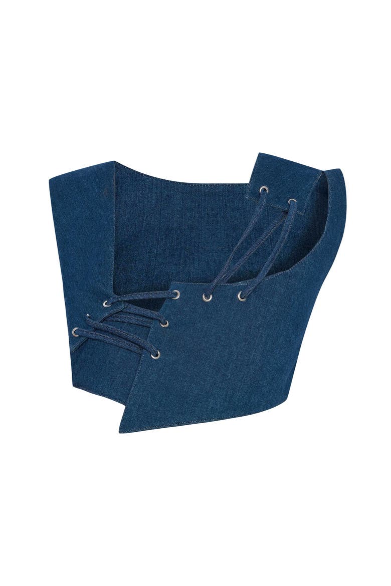 Endless Line Denim Crop Top, Alternate, color, Blue