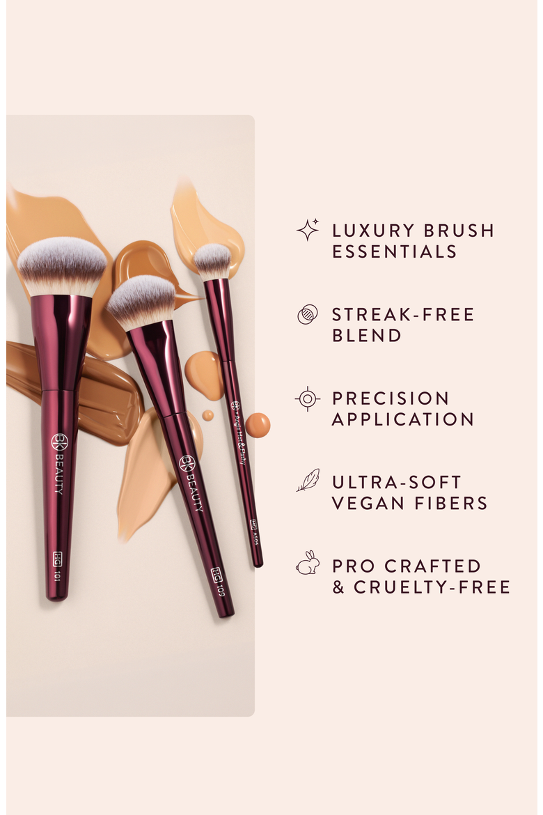 Holy Grail Brush Trio - Signature Series Burgundy Metal Set with Travel Pouch, Alternate, color, Burgundy