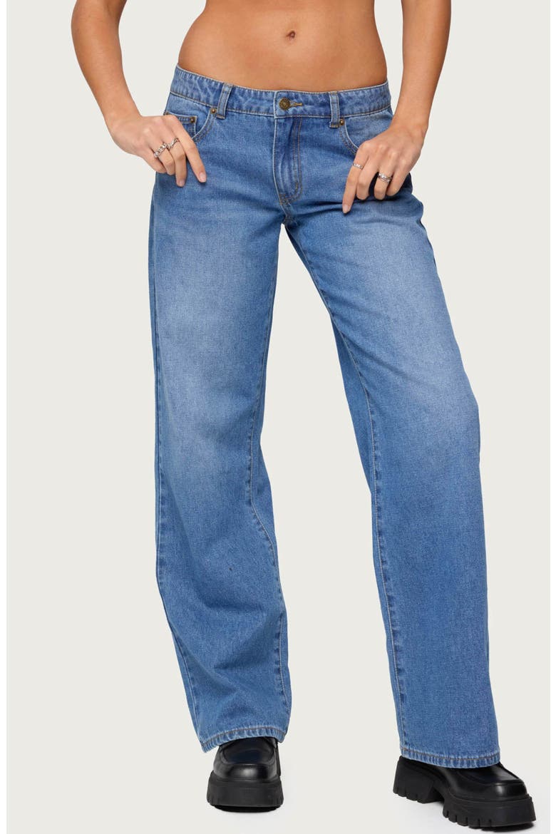 Nikolette Low Rise Straight Leg Jeans, Main, color, BLUE-WASHED