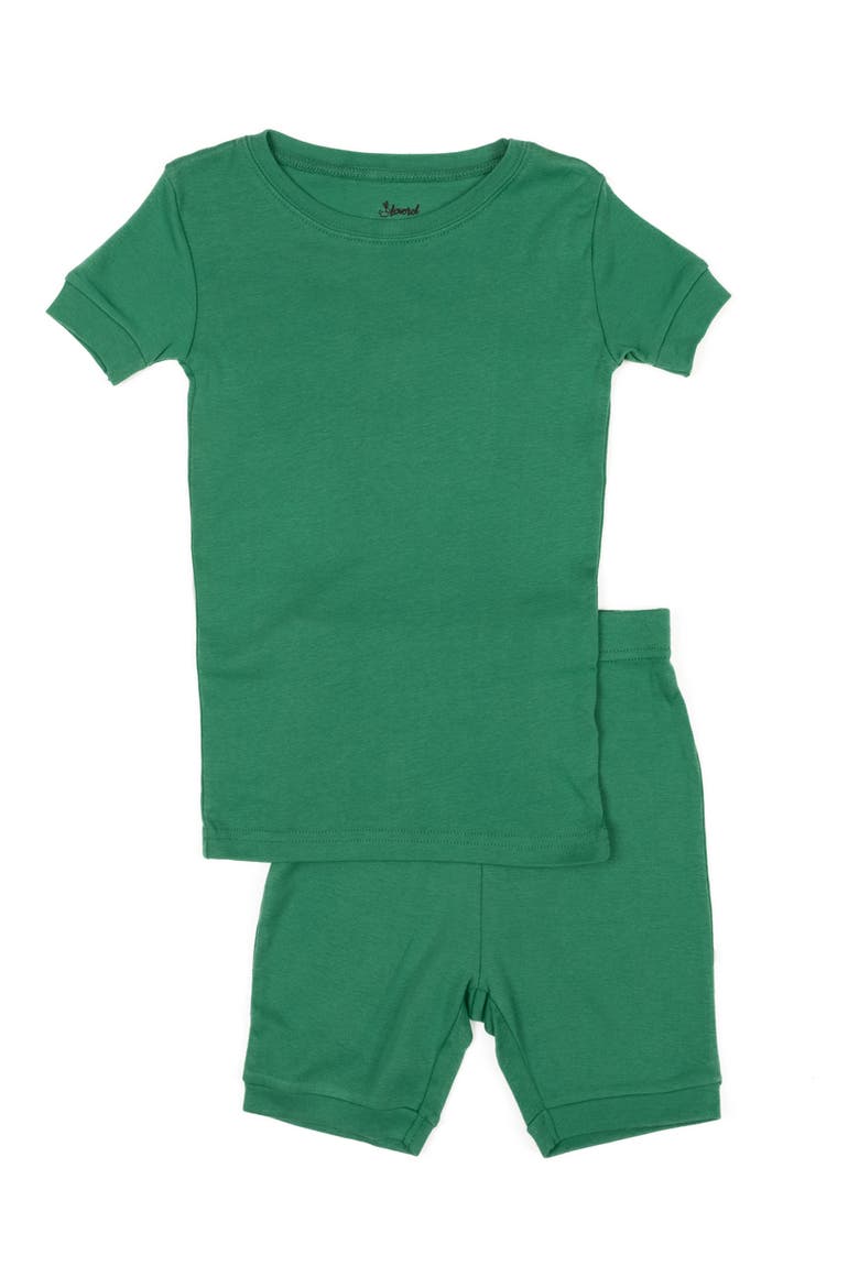 Solid 2-Piece Cotton Shorts Pajamas, Main, color, GREEN