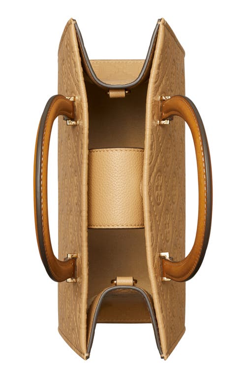 Tory Burch T Monogram Pebble Leather Square Tote In Brown