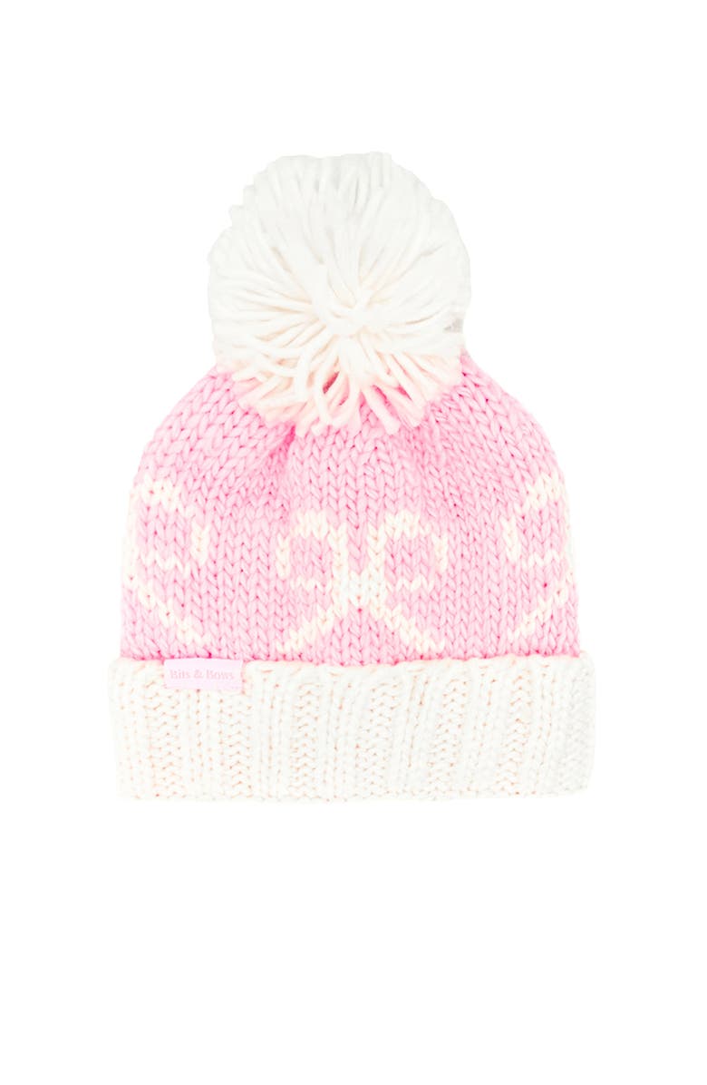 Bits & Bows Knit Bows Bobble Hat, Main, color, Pink