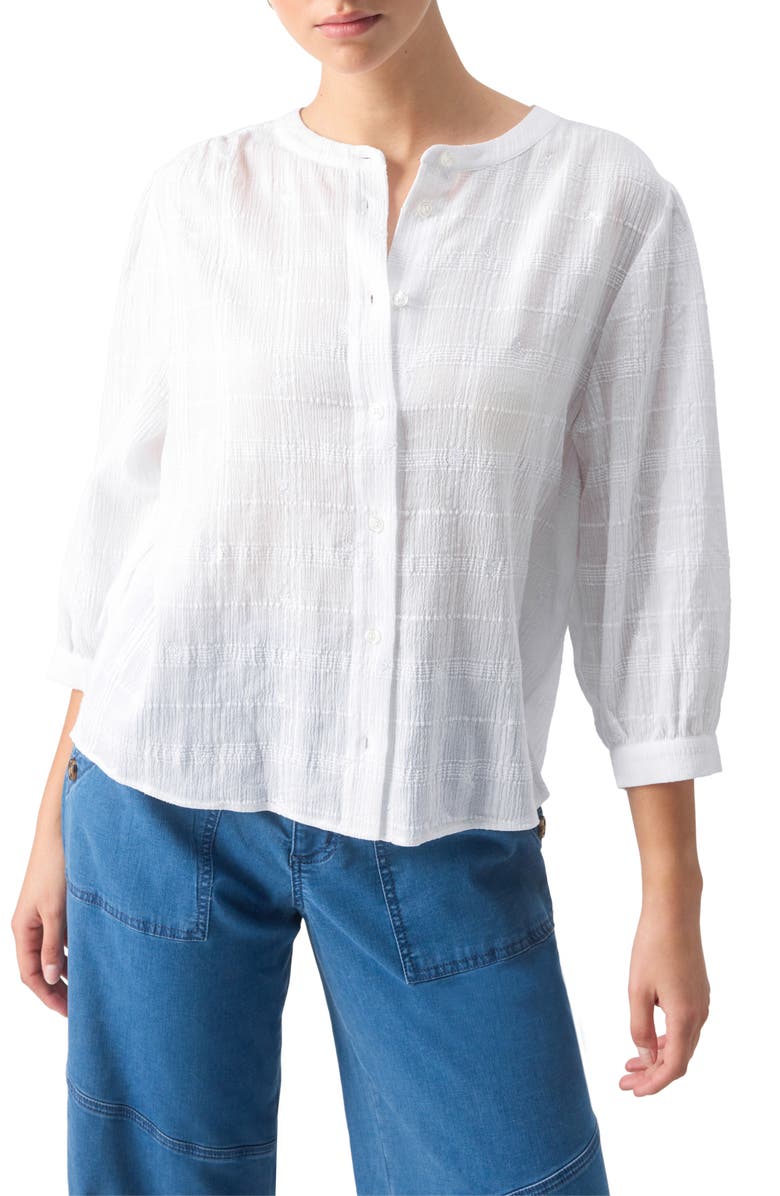Sanctuary Embroidered Cotton Gauze Buton-Up Shirt, Main, color, 