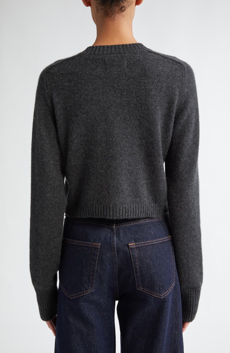 LOULOU DE SAISON Zephir Crop Cashmere Cardigan, Alternate, color, Anthracite Melange