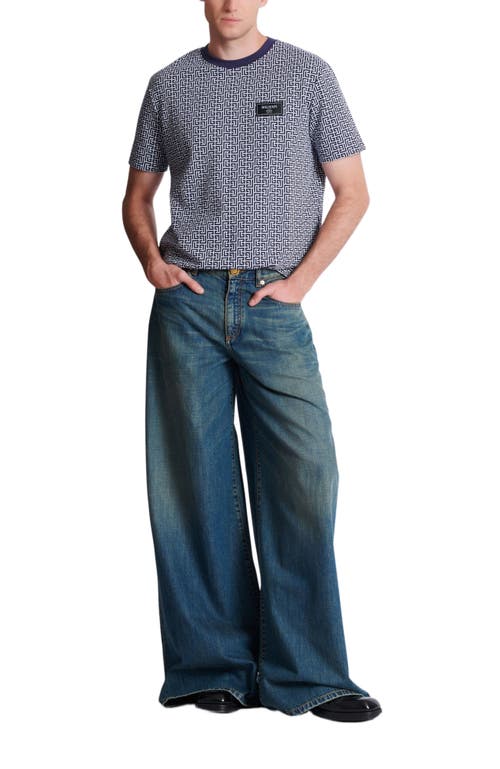 Balmain Monogrammed T-shirt With  Couture Label In Blue