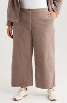 Eileen Fisher Stretch Organic Cotton Corduroy Wide Leg Ankle Pants