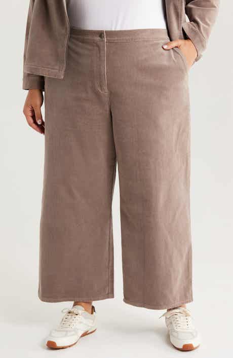 Eileen Fisher Stretch Organic Cotton Corduroy Wide Leg Ankle Pants
