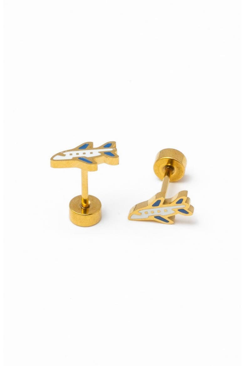 Airplane Stud Earrings, Main, color, White