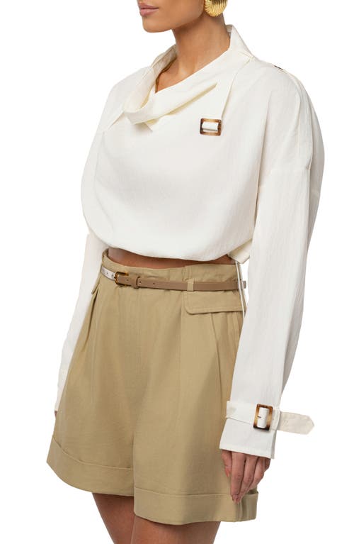 Jluxlabel Wanderlust Long Sleeve Crop Top In White