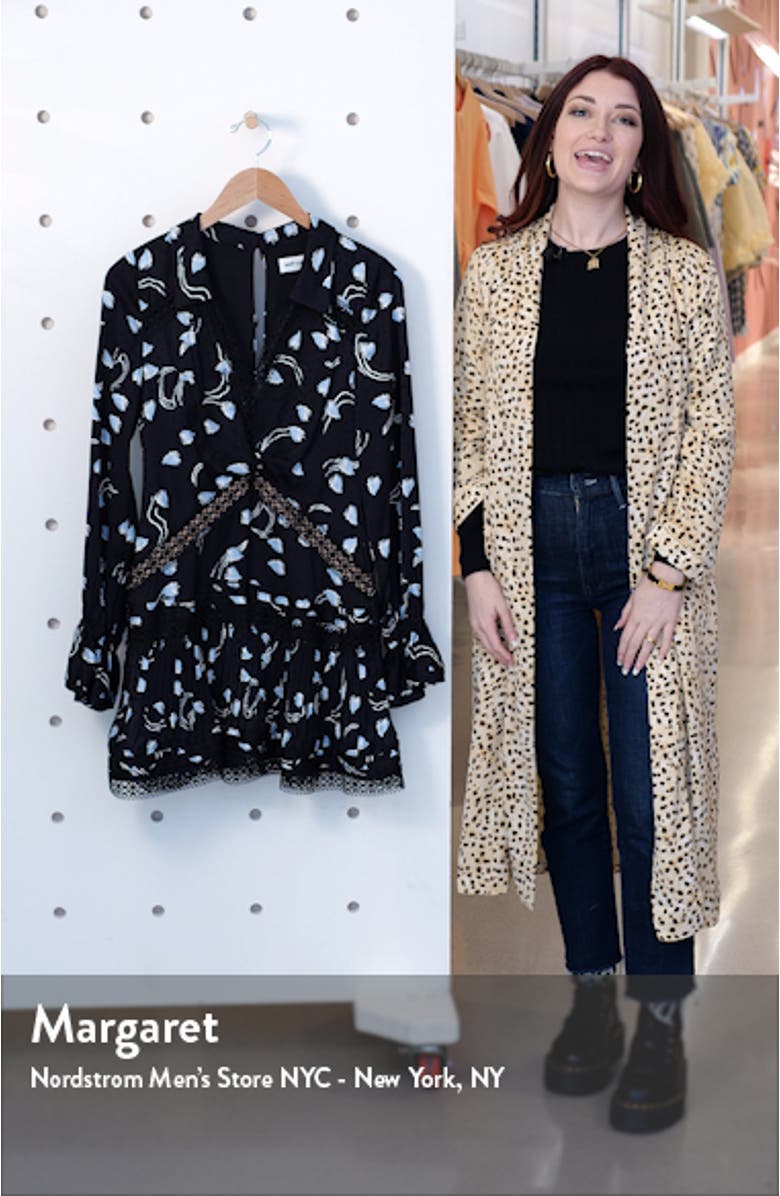 Pintuck Lace Trim Long Sleeve Minidress, sales video thumbnail