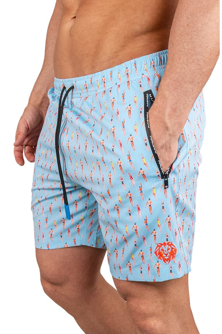 Swim Lion Pool Swim Trunks, Alternate, color, BLUE
