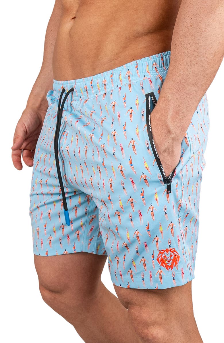 Maceoo Swim Lion Pool Swim Trunks, Alternate, color, Blue