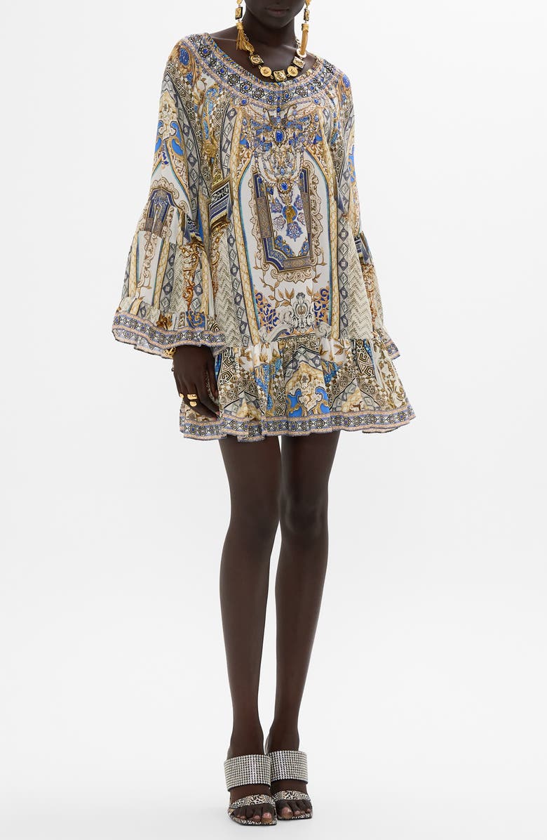 Camilla Make Me Your Mosaic Long Sleeve A-Line Silk Minidress, Main, color,