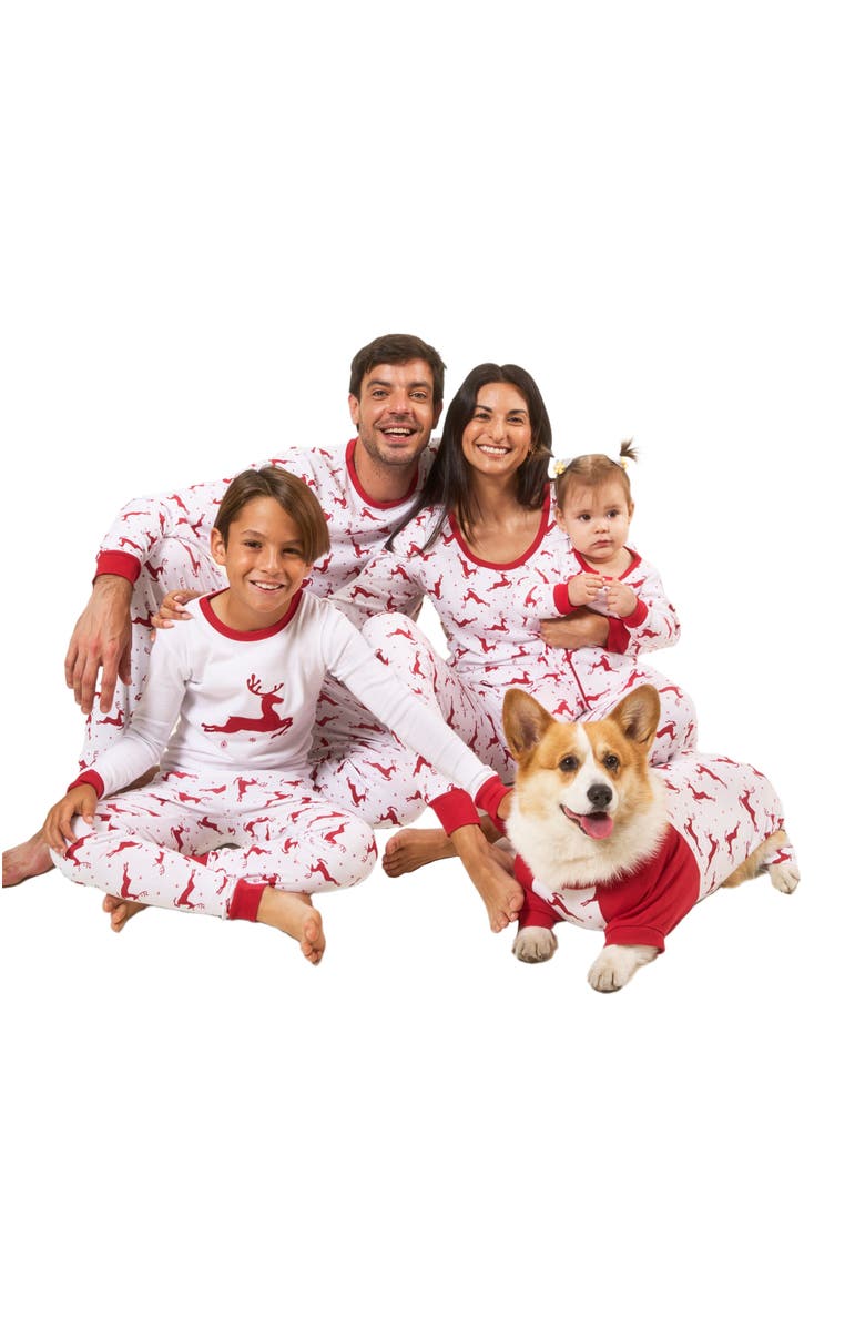 Leveret Kids Two-Piece Cotton Matching Family Holiday Pajamas, Argyles & Holiday Prints, Alternate, color, Reindeer