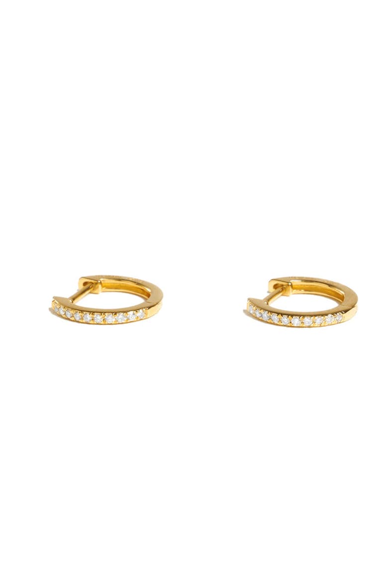 Diamond Pavé Huggie Hoops, Main, color, Yellow Gold