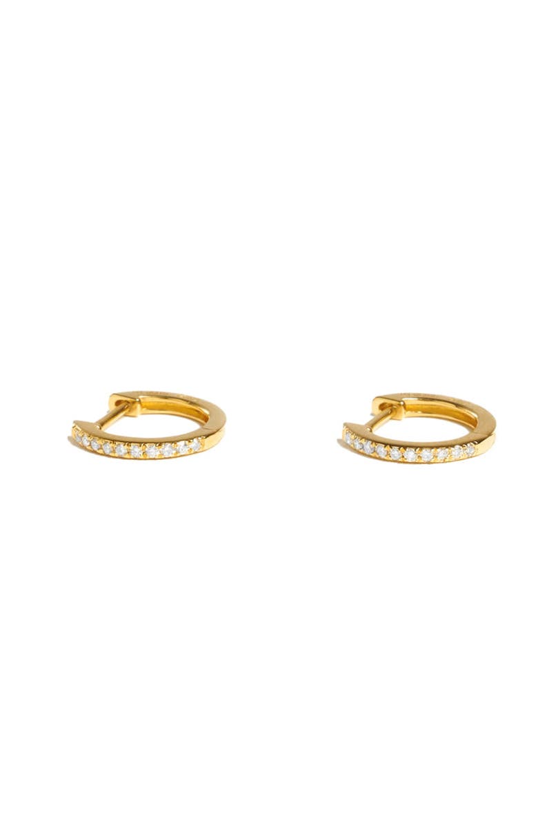 ZARUX Diamond Pavé Huggie Hoops, Main, color, Yellow Gold