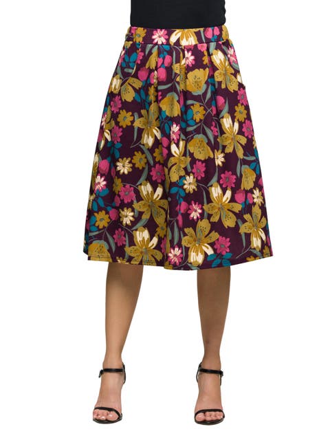 Floral Elastic Waist Pocket Midi Skirt