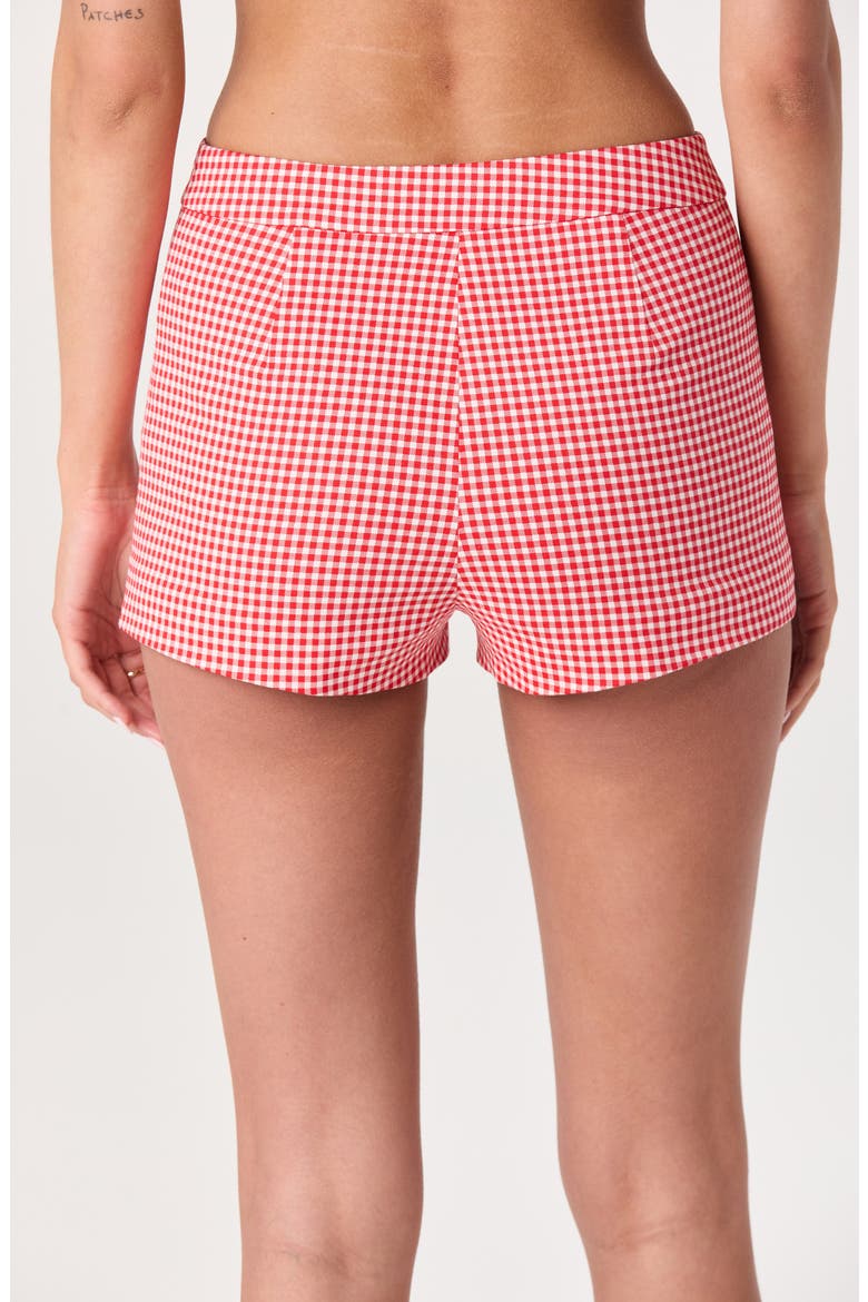 Valerie Gingham Stretch Cotton Micro Shorts, Alternate, color, RED GINGHAM