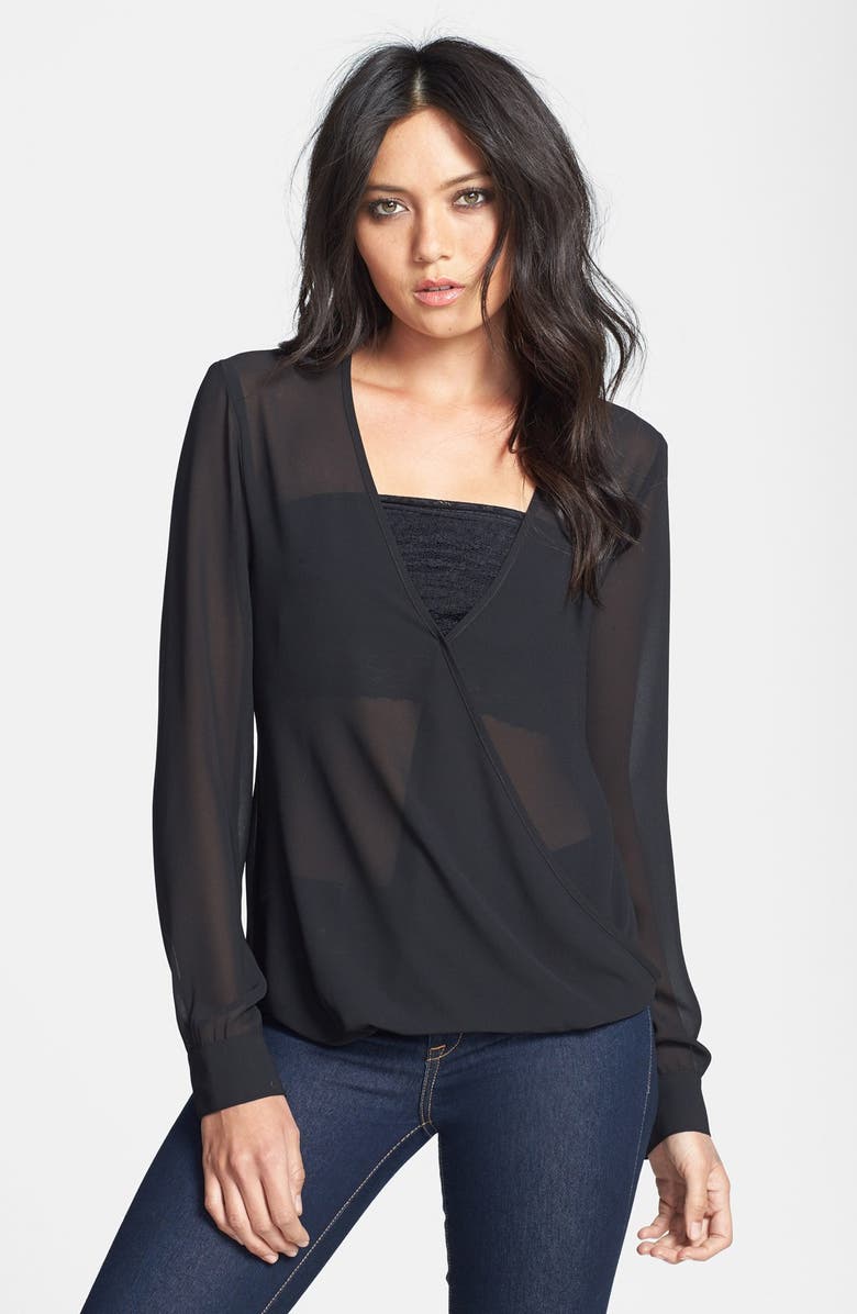 WAYF Chiffon Wrap Blouse, Main, color, 