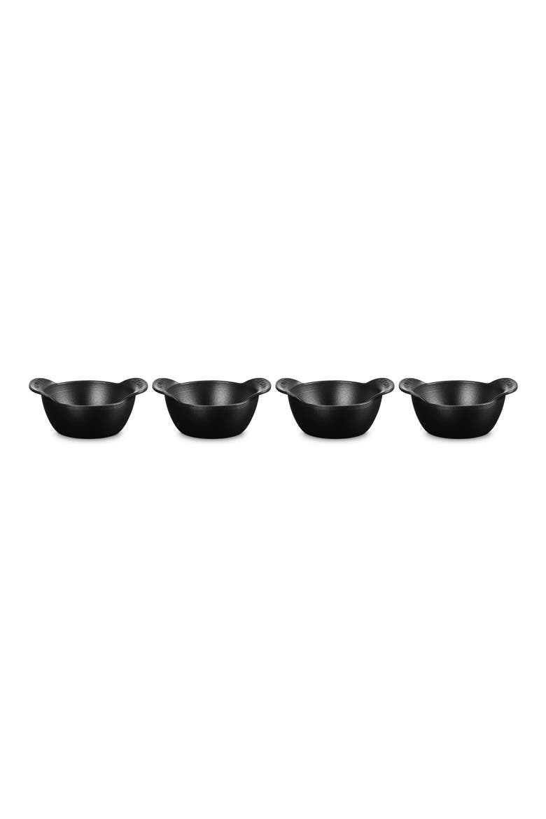 Gourmand Set of 4 1/3-Quart Enamel Cast Iron Cocotte, Main, color, MATTE BLACK