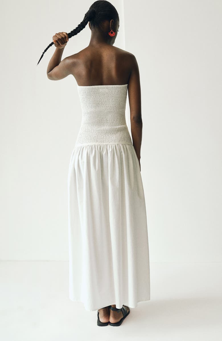MANGO TEEN Strapless Maxi Dress, Alternate, color, Off White