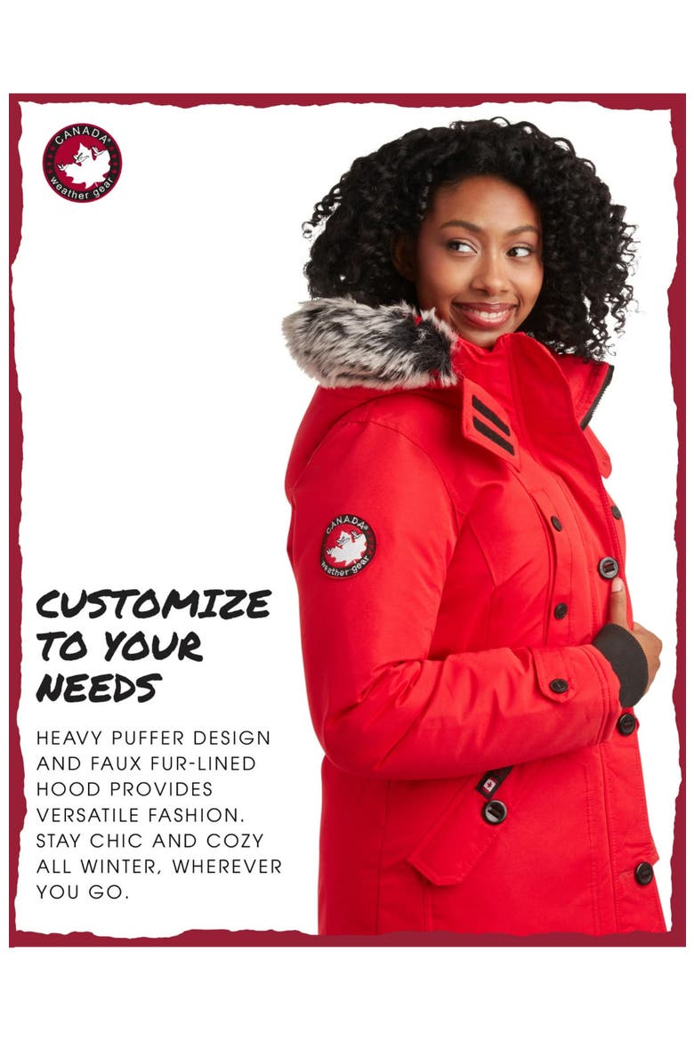 Women's Long Winter Jacket, Alternate, color, Red