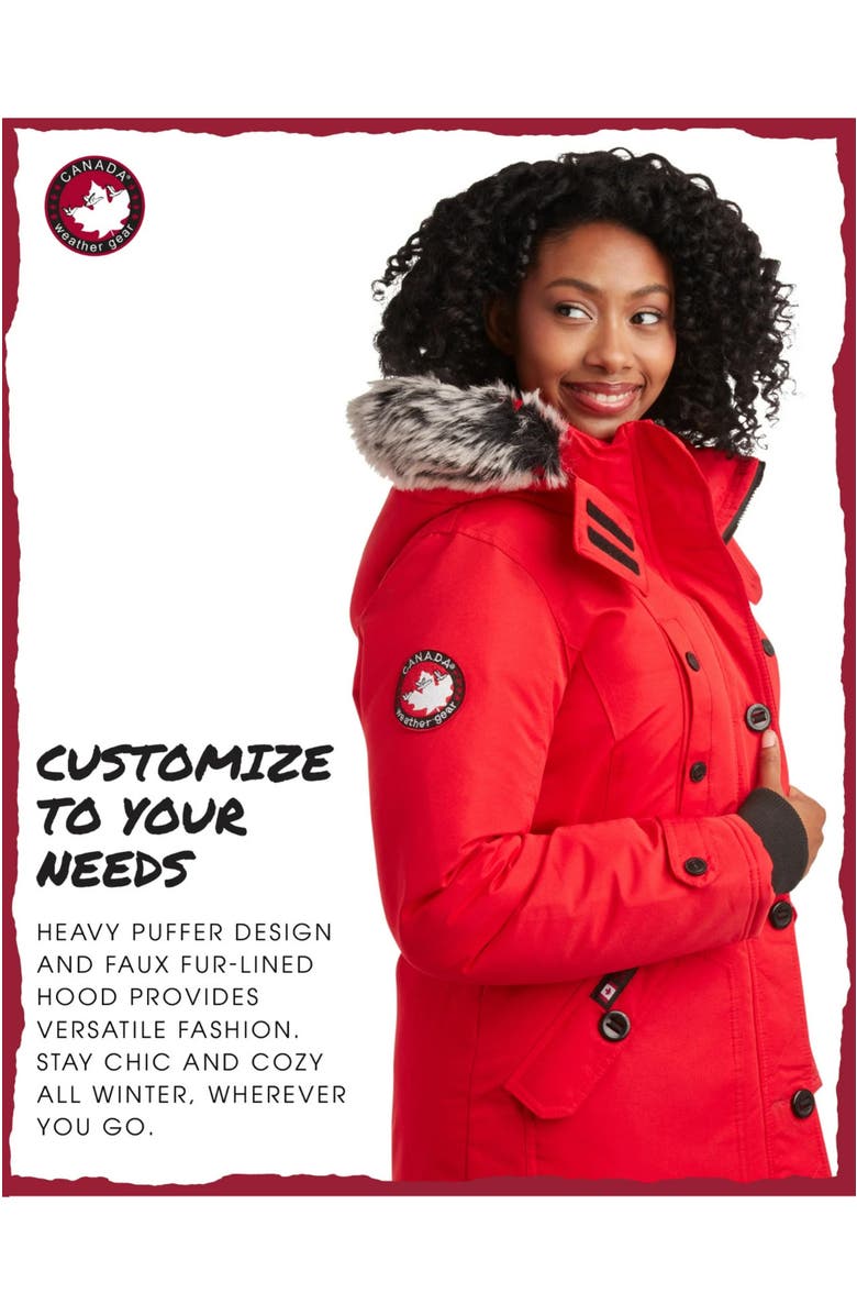 CANADA WEATHER GEAR Women's Long Winter Jacket, Alternate, color, Red