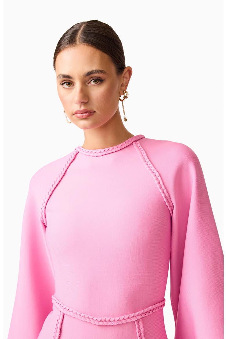 Coralene Long Sleeve Minidress, Alternate, color, PEONY PINK