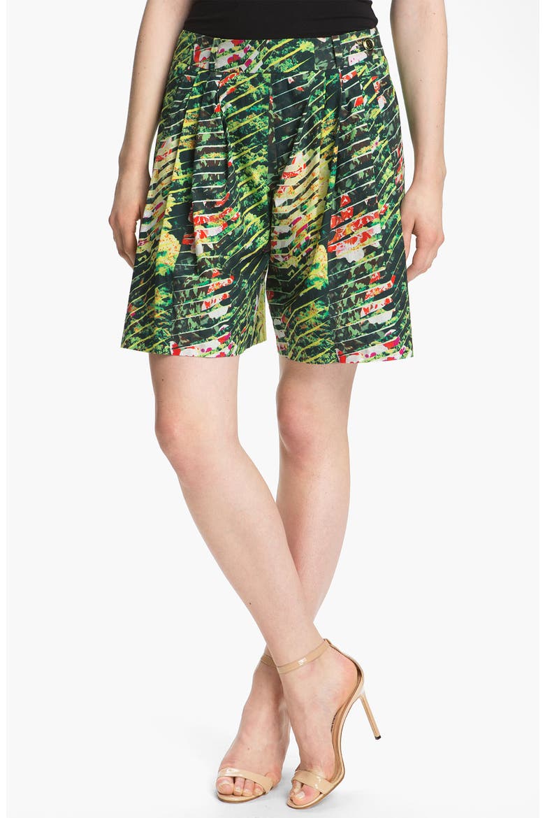 Forest Print Poplin Bermuda Shorts, Main, color, BOTTLE GREEN