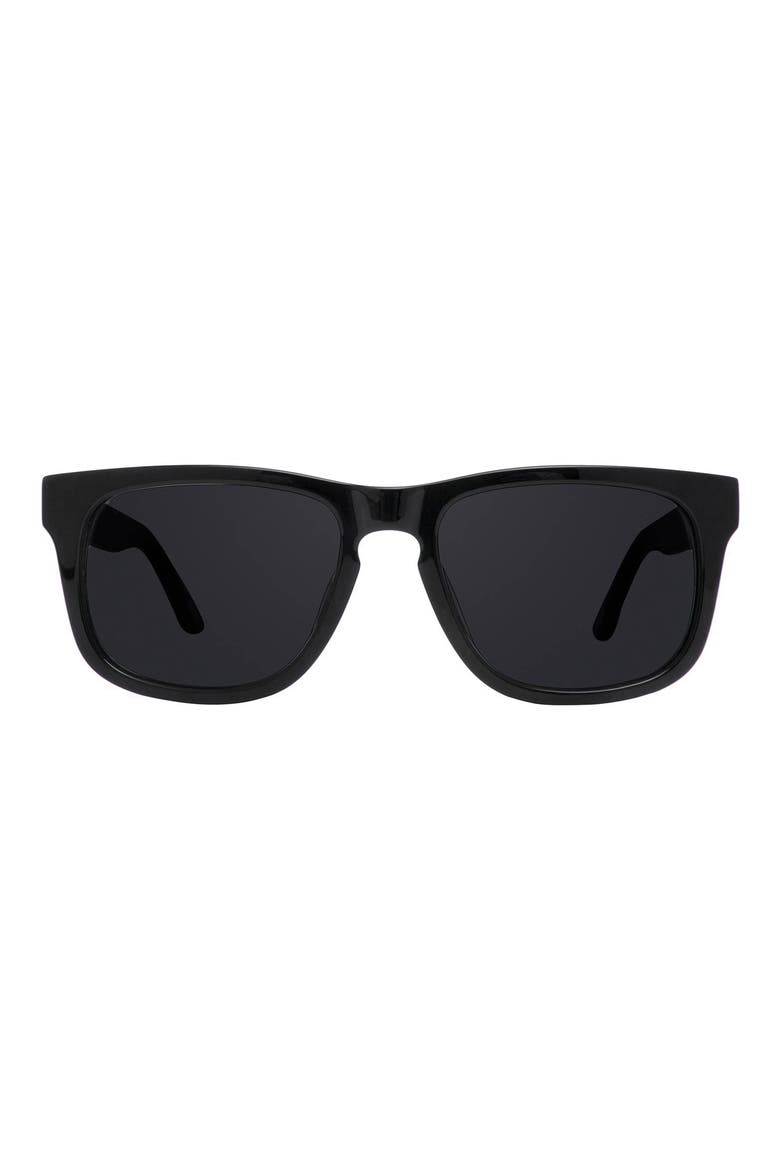 Riley 55mm Polarized Rectangle Sunglasses, Main, color, BLACK + GREY