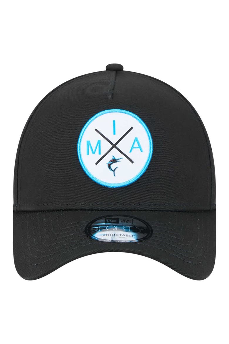 Men's New Era Black Miami Marlins 9FORTY A-Frame Adjustable Hat, Alternate, color, Black