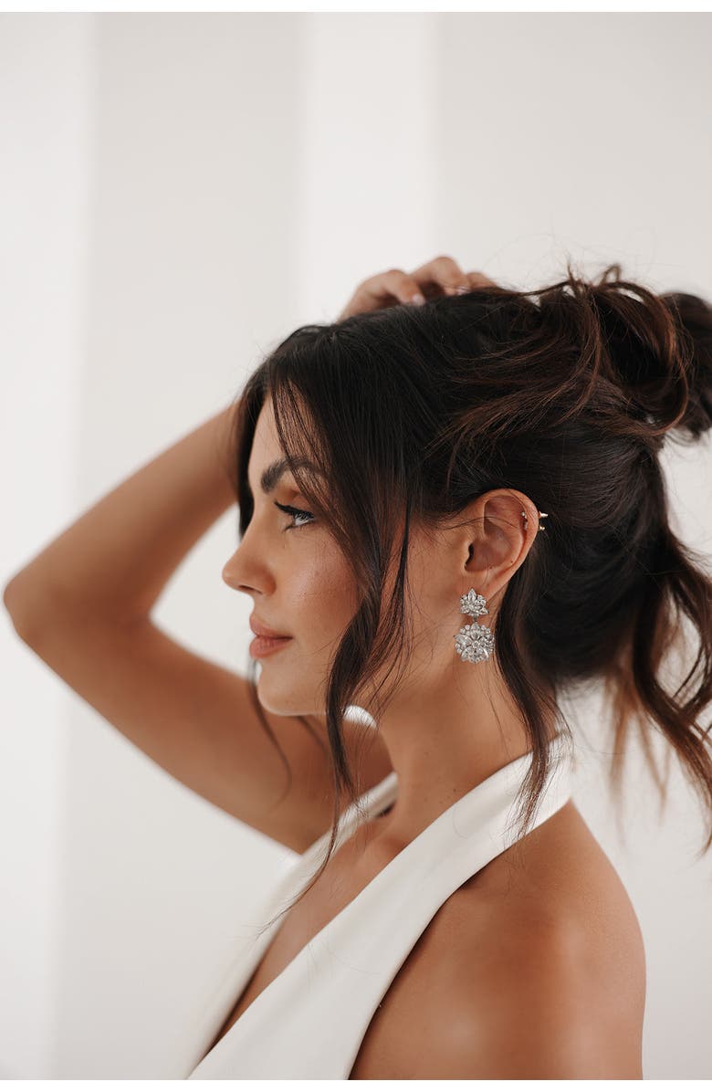 Untamed Petals Empress Crystal Earrings, Alternate, color, Silver