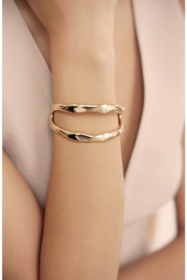 Double Open Cuff Bracelet, Alternate, color, GOLD