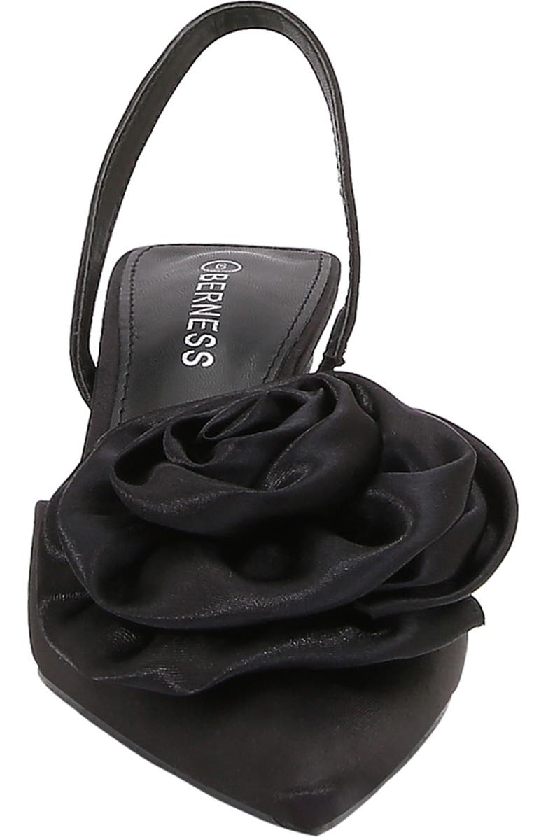 BERNESS Camellia Satin Rose Slingback Kitten Heel Pump, Alternate, color, Black