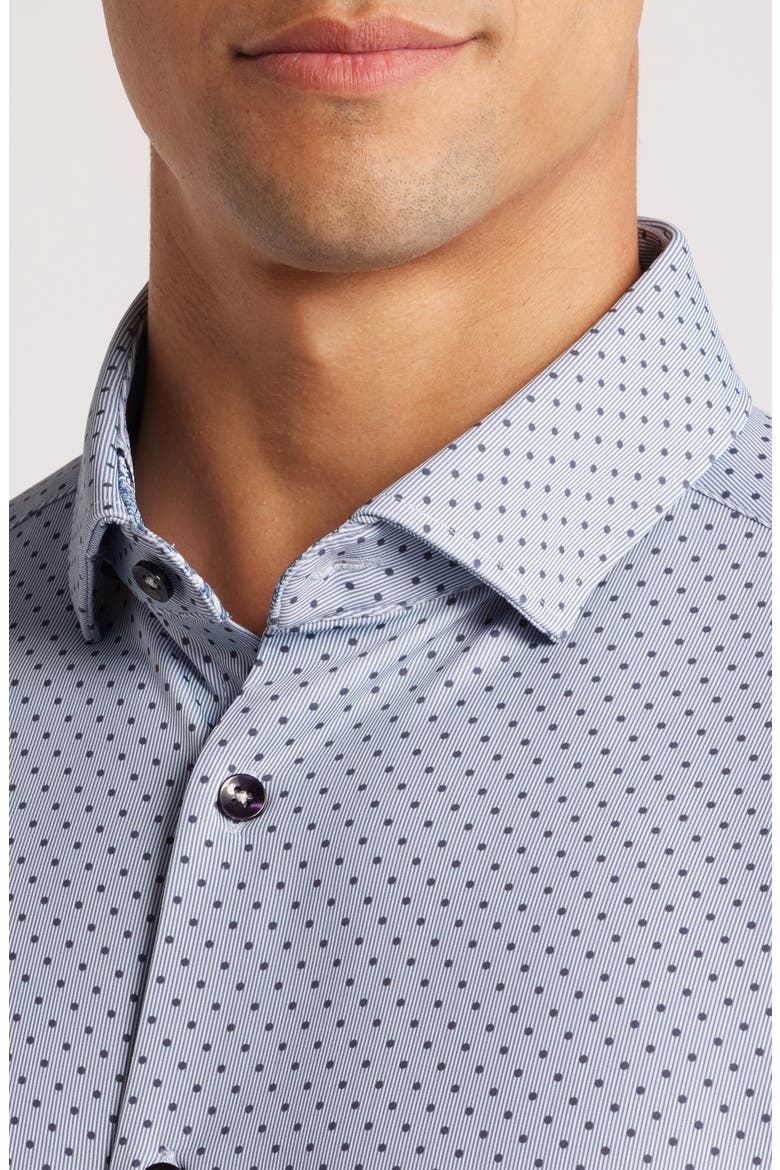 Techno Stretch Microdot Performance Button-Up Shirt, Alternate, color, MED. BLUE