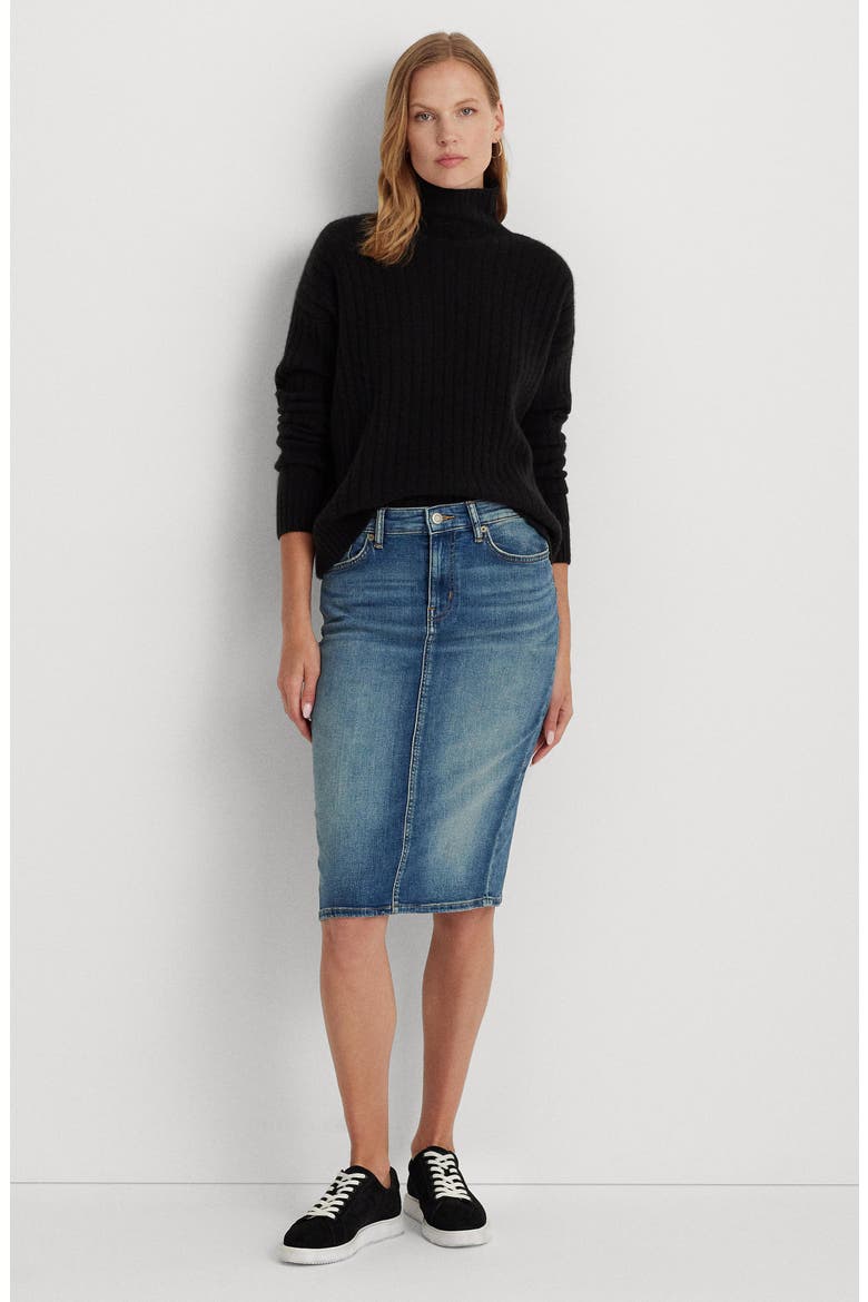 Denim Skirt, Alternate, color, SUNSET INDIGO WASH