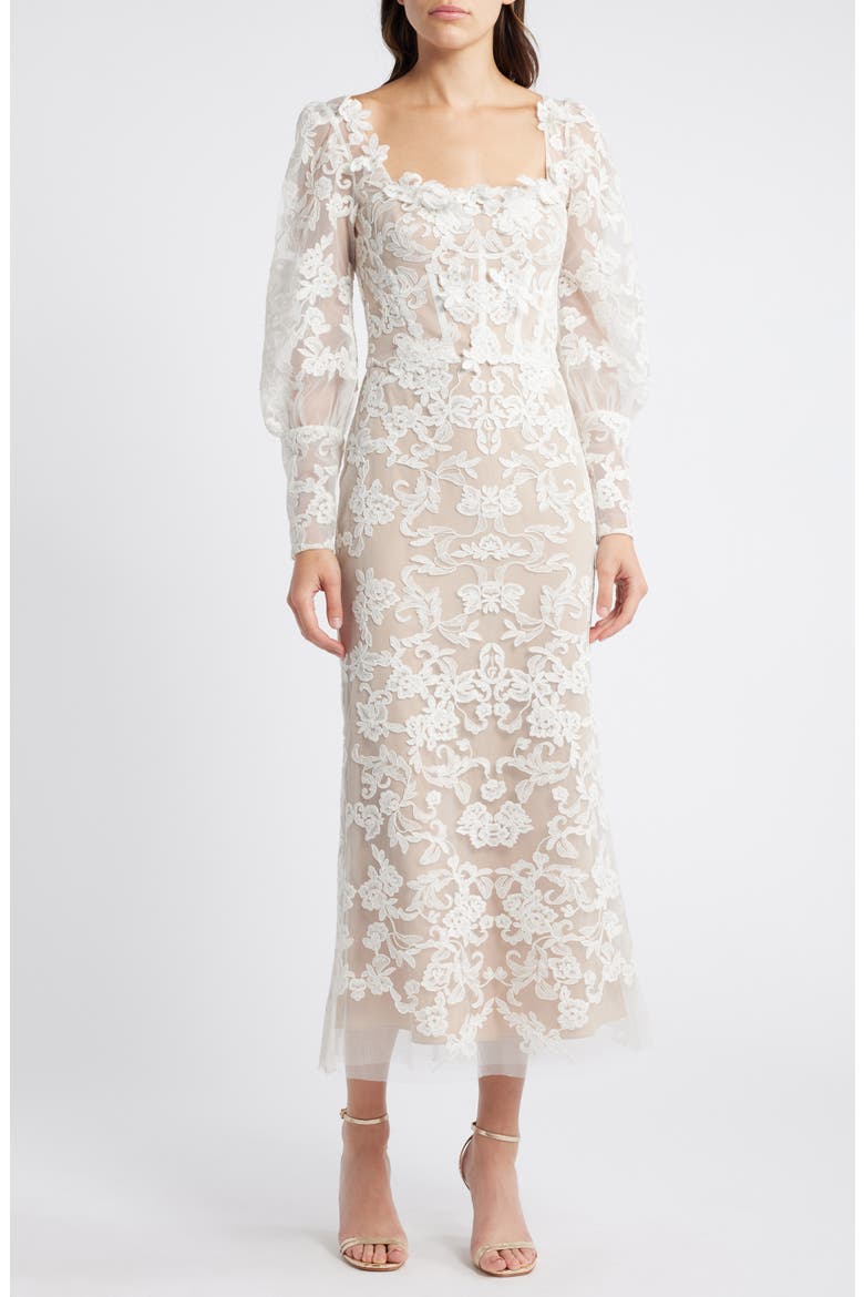 marchesa notte cocktail dress Marchesa Notte Sleeveless Floral Fil Coupe A-Line Dress Cobalt