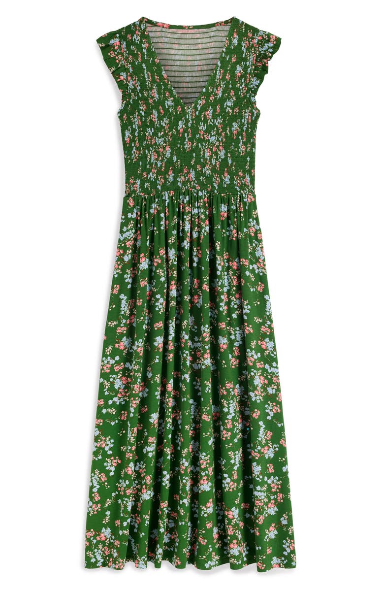 Boden Smocked Jersey Midi Dress, Alternate, color, Courtyard, Bloom Scatter