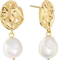 ATHRA LUXE Abstract Freshwater Pearl Drop Earrings