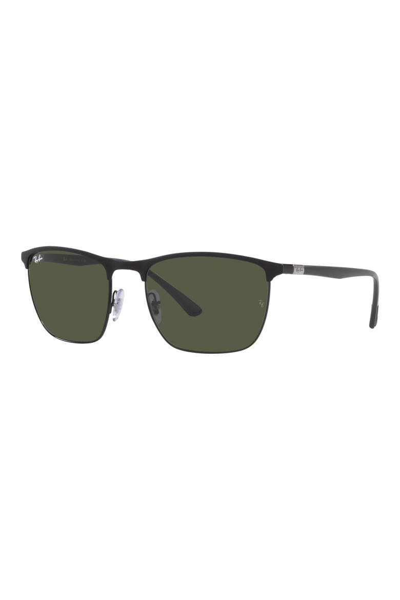 57mm Square Sunglasses, Alternate, color, MATTE BLACK