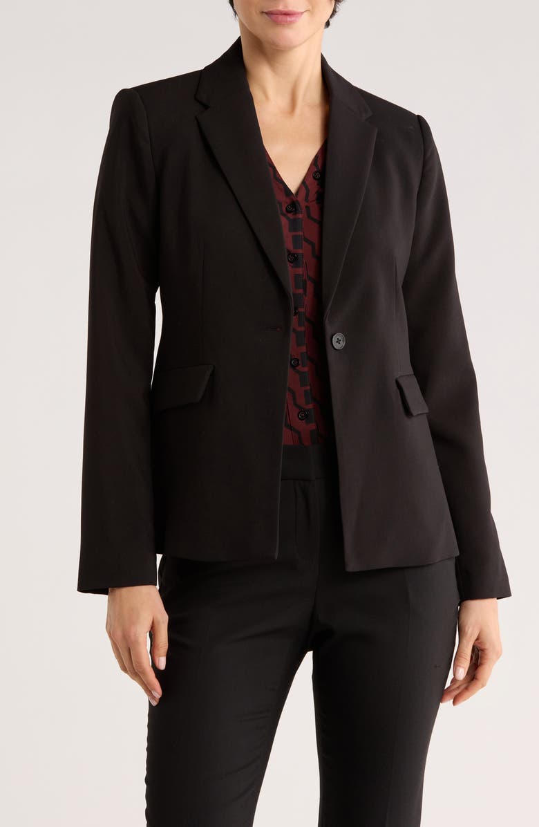 T Tahari Notch Lapel Blazer, Main, color, Black