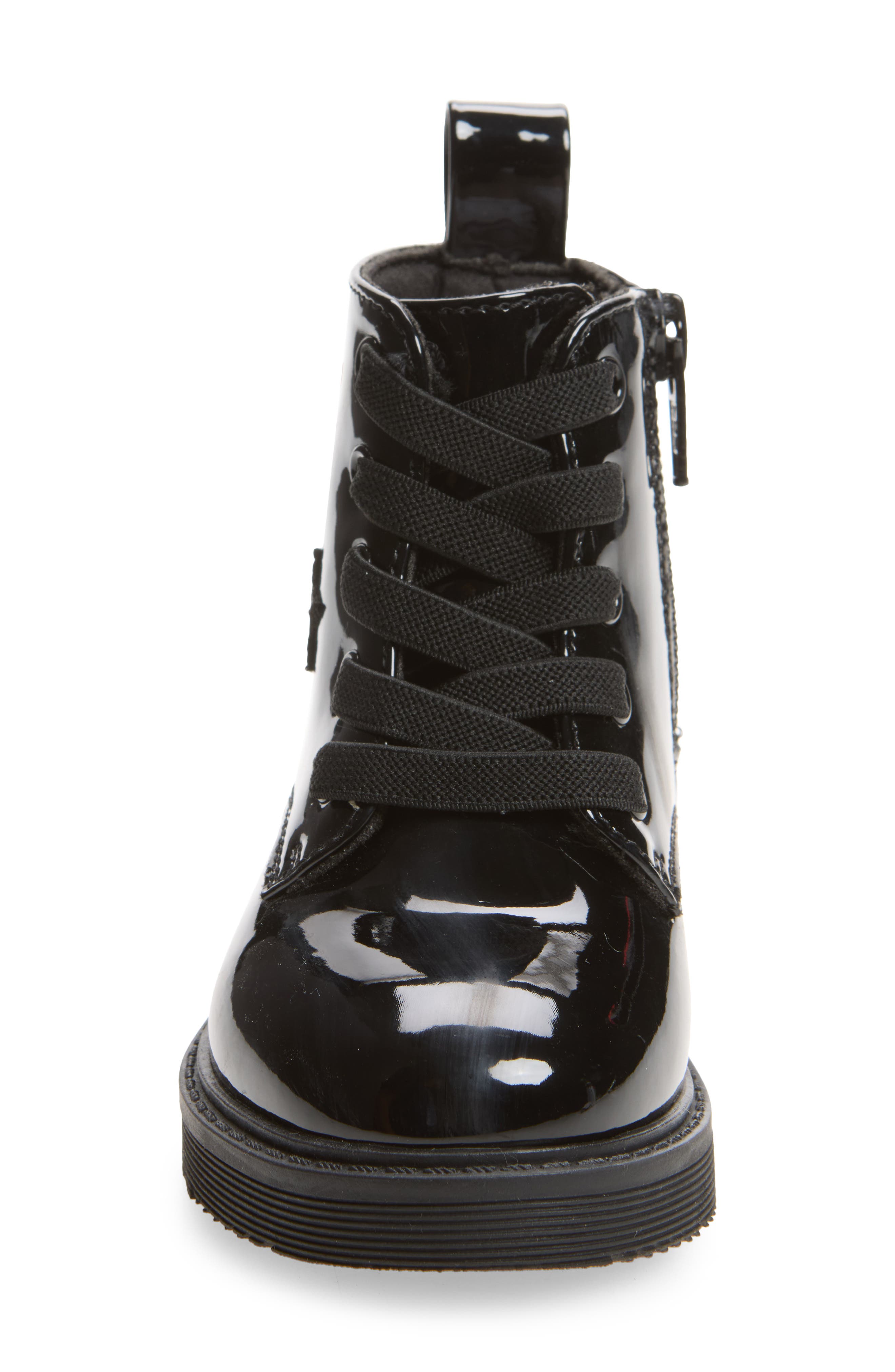 Kids' Valor Star Faux Leather Combat Boot, Alternate, color, BLACK