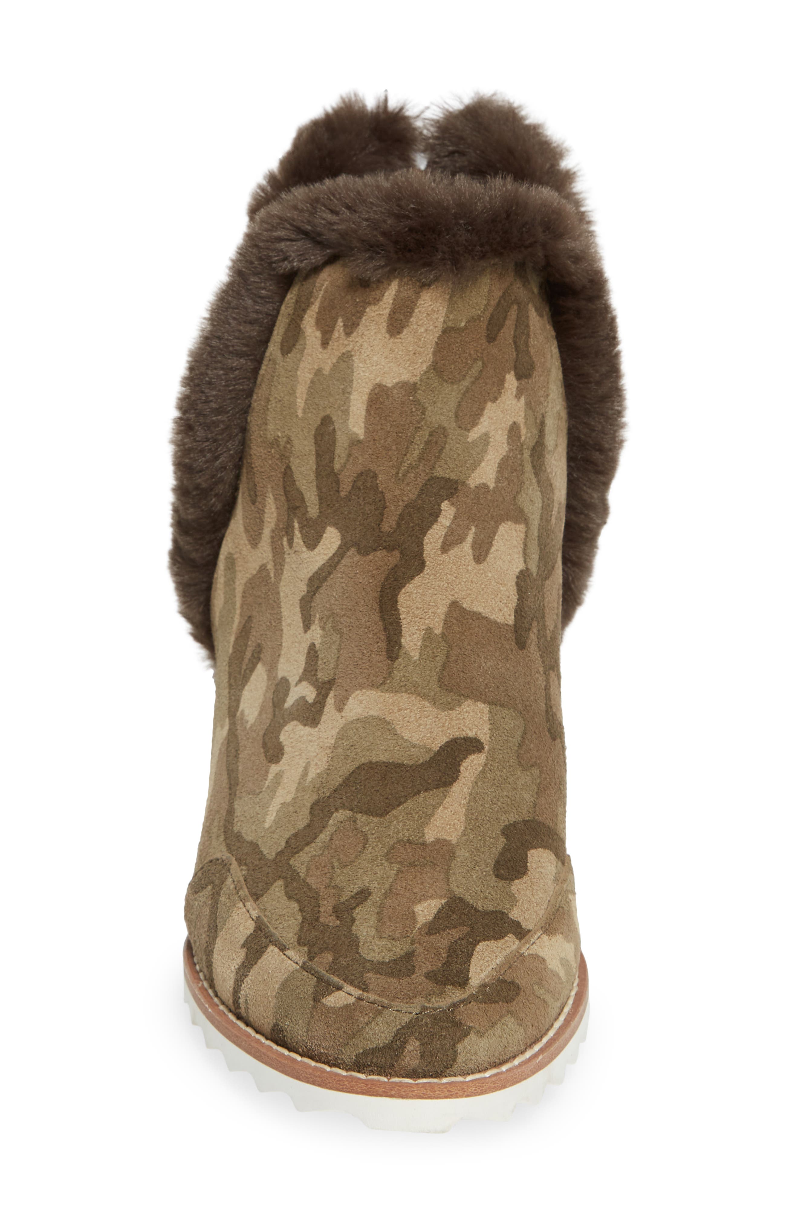 Pelle Moda Erin Faux Fur Trim Wedge Bootie, Alternate, color, 