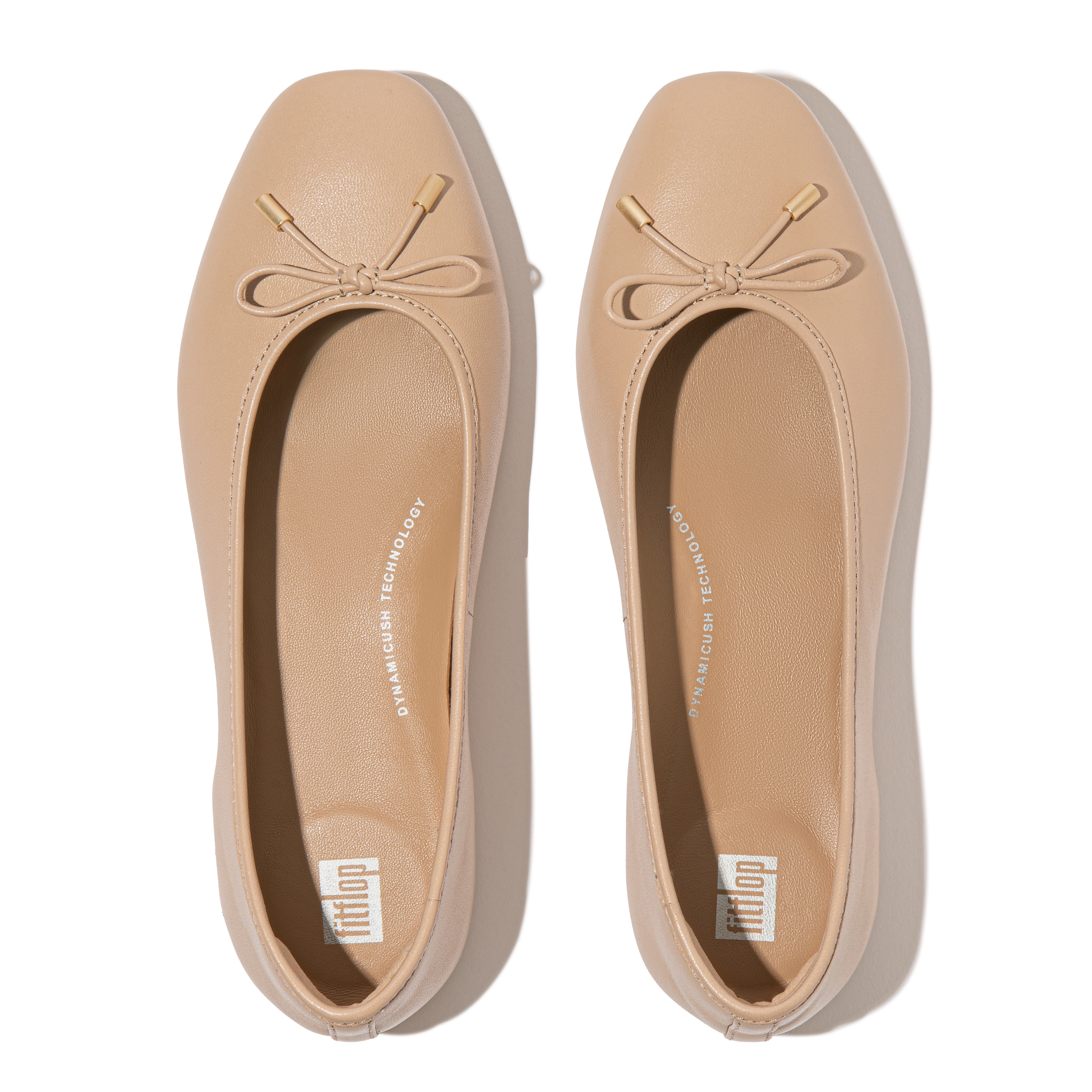 FitFlop Delicato Bow soft leather ballet flats, Alternate, color, Classic Beige