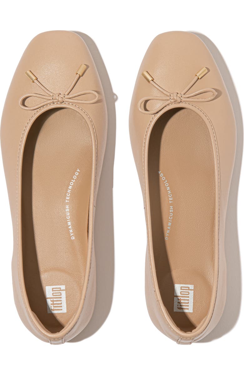 FitFlop Delicato Bow soft leather ballet flats, Alternate, color, Classic Beige