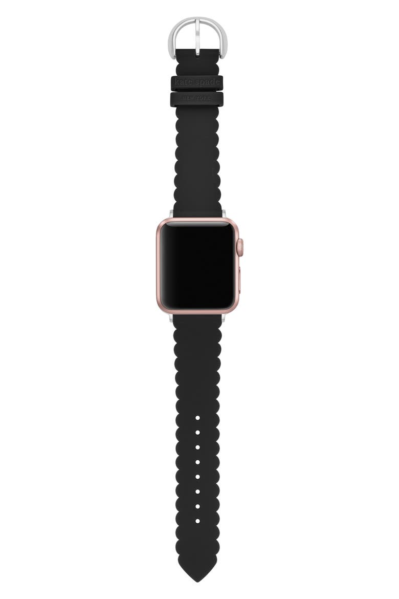 silicone 20mm Apple Watch® watchband, Alternate, color, BLACK