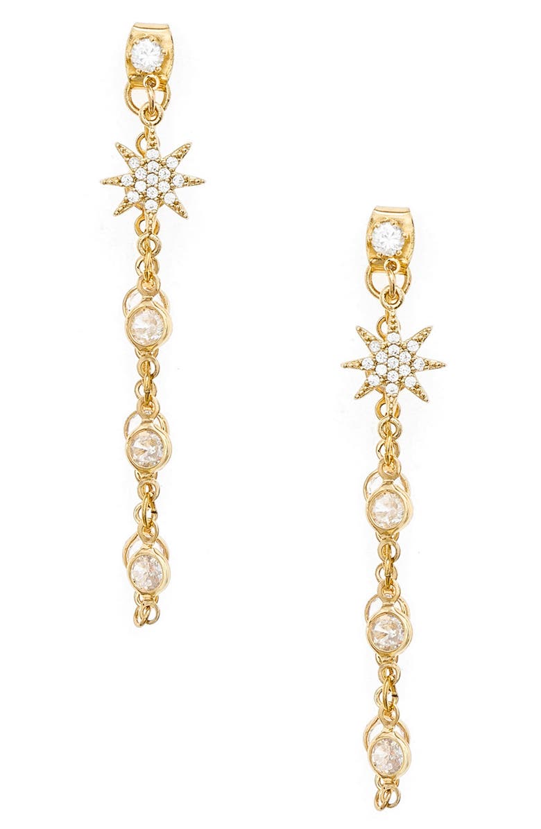 Ettika Starburst Front/Back Earrings, Main, color, 