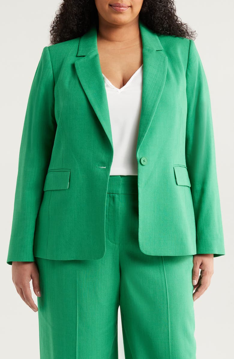 Tahari ASL One-Button Blazer, Main, color, Clover