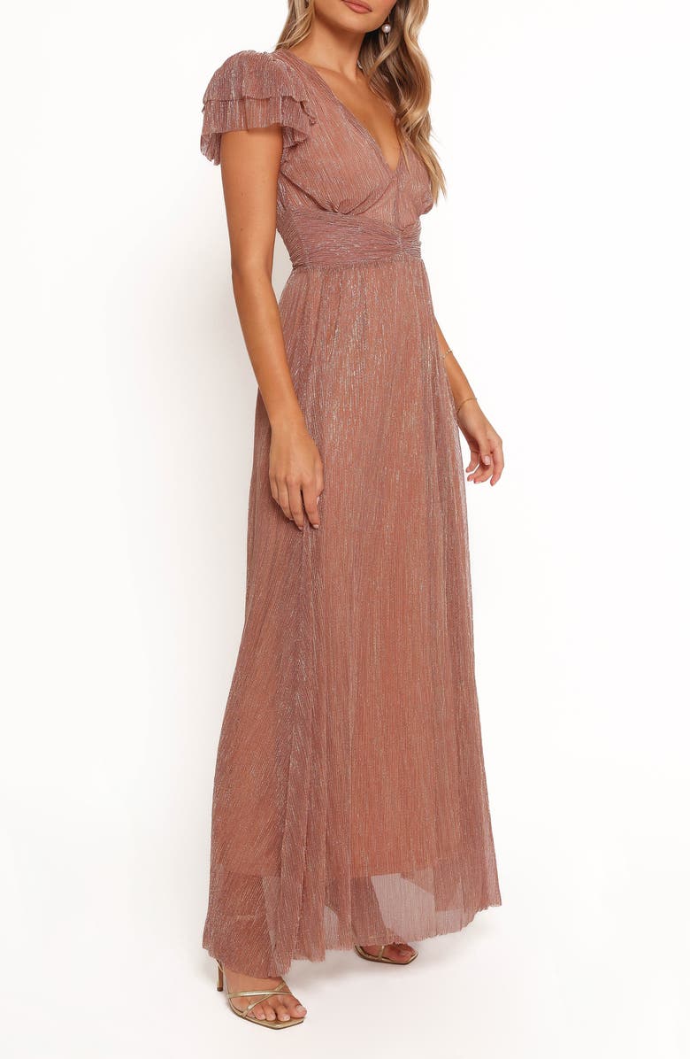 Petal & Pup Cressida Metallic Puff Sleeve Maxi Dress, Alternate, color,