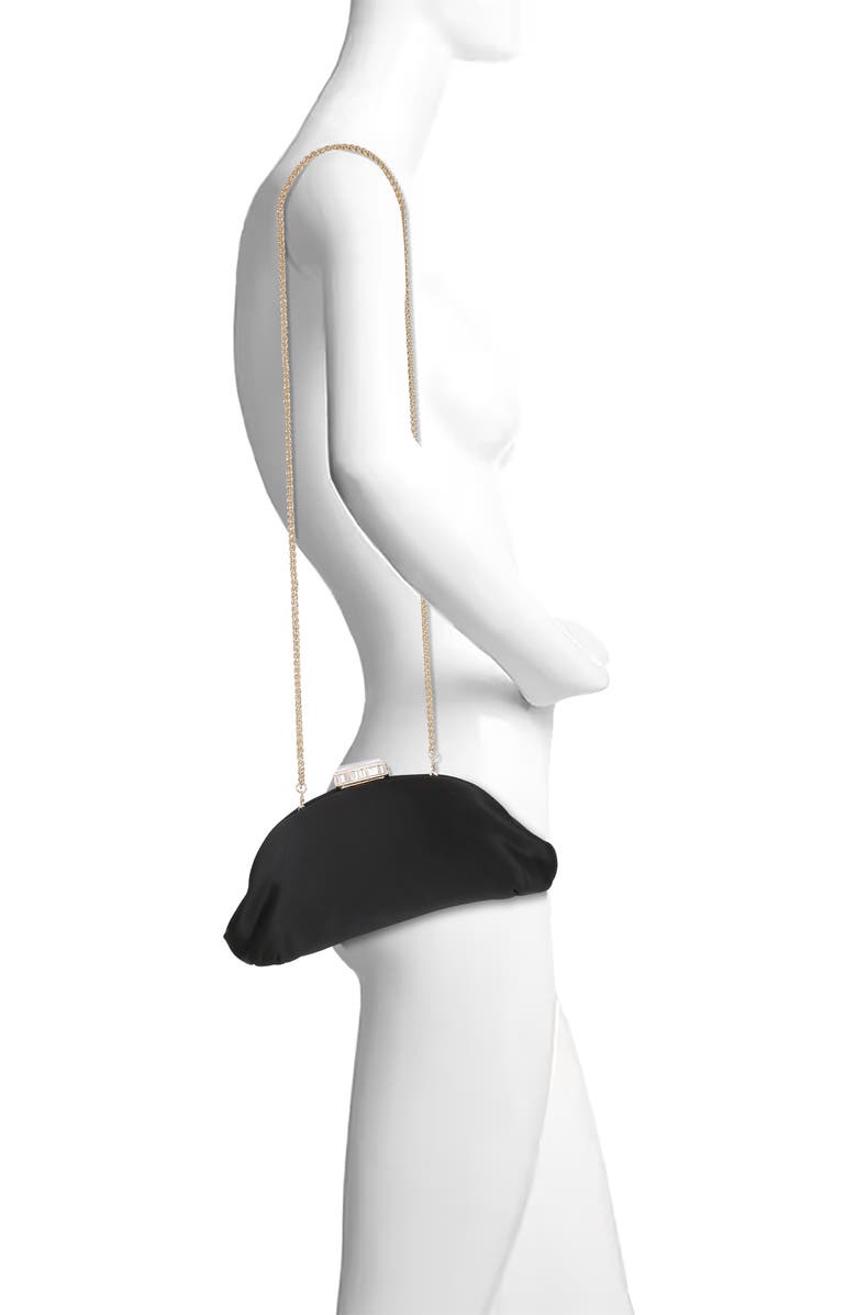 BADGLEY MISCHKA Leia Satin Pouch Clutch, Alternate, color, Black